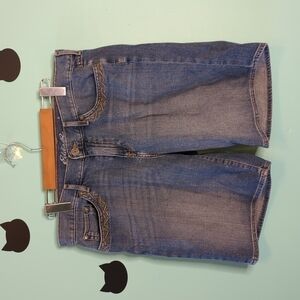 EDDIE Bauer Shorts Boyfriend Fit Embroidered Faded Denim 10